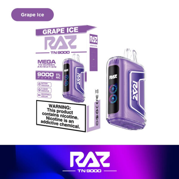 RAZ TN9000 5% NIC 9000 PUFFS RECHARGEABLE DISPOSABLE VAPE - DISPLAY OF 5 - Image 4