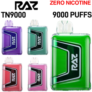 RAZ TN9000 (ZERO NICOTINE) 9000 PUFFS RECHARGEABLE DISPOSABLE VAPE - DISPLAY OF 5