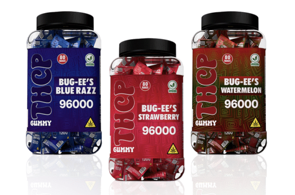 Bug-ee’s 96,000mg 80ct Gummies Jar | High-Potency THCP Gummies in 7 Incredible Flavors