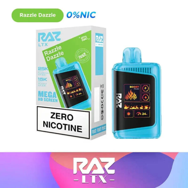 RAZ LTX (ZERO NICOTINE) 25,000 PUFFS DISPOSABLE VAPE - DISPLAY OF 5