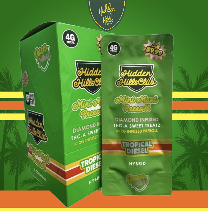 Hidden Hills Mini Mart THC-A 2 x 2g Pre-Rolls – Display of 10 (Premium Sativa, Indica & Hybrid Strains)
