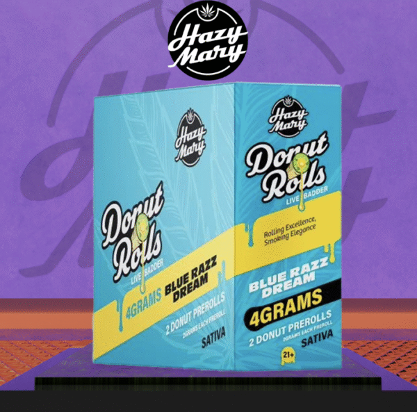 HAZY MARY Donut Rolls THC-A Live Badder 2G Pre Rolls 2-Pack – Display of 10