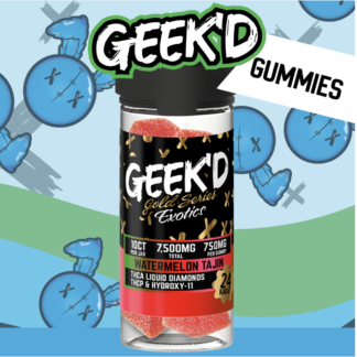 GEEK'D Exotic THC-A Liquid Diamonds Gold Series Blend 7500MG Gummies Jar – Display of 6
