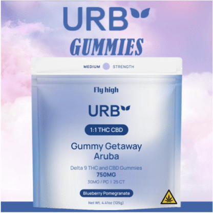 URB Gummy Gateway Aruba 1:1 Delta 9 + CBD Gummies 750mg – Display of 6