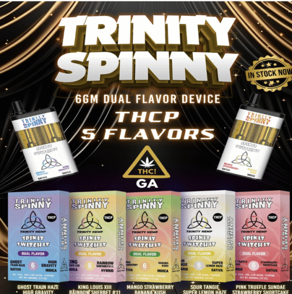 Trinity Hemp Spinny 6g THC-P Blend Dual Flavor Disposable – Display of 5
