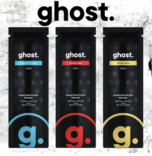 GHOST HHC Blend 4G Kief Hash Infused Pre Rolls 2-Pack - Display of 5