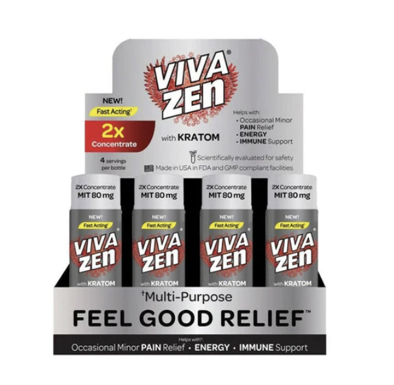 VIVA ZEN 2X Concentrate Kratom Shot – Display Box of 12 Bottles