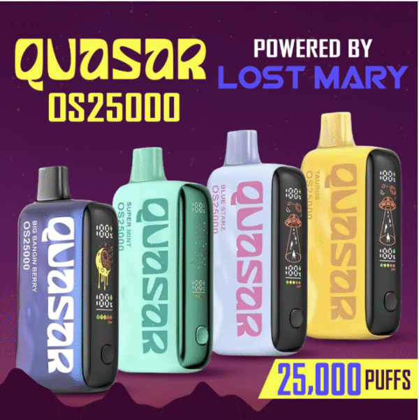 LOST MARY QUASAR OS25000 5% Nic – 25,000 Puffs Disposable Vape – Display of 5