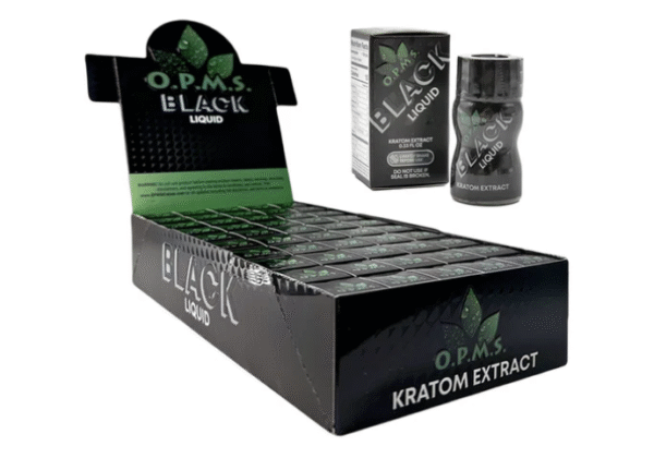 OPMS Black Kratom Extract Shot – Display Box of 50 Bottles