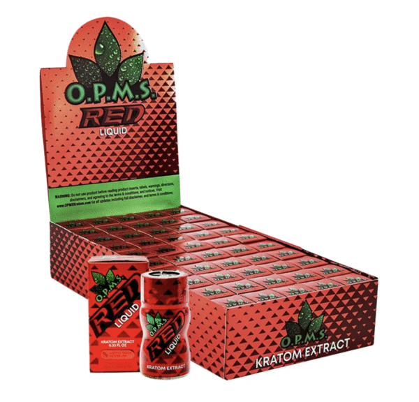 OPMS Red Kratom Extract Shot – Display Box of 50 Bottles