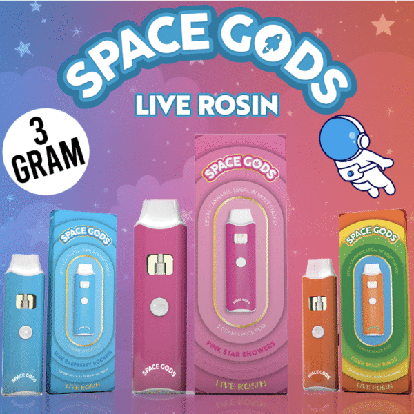 SPACE GODS Live Rosin Delta 8 + Delta 9 Space Pods – 3G Disposable | 5ct Display