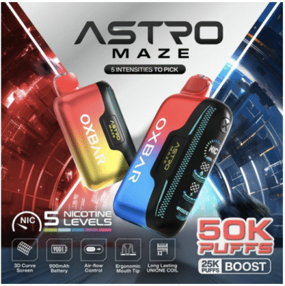 OXBAR Astro Maze 50,000 Puffs Disposable Vape – Display of 5