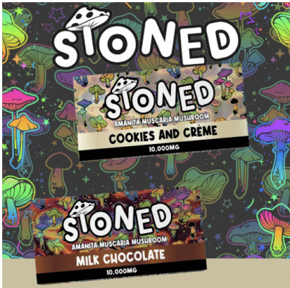 STONED Amanita Muscaria 10,000mg Chocolate Bar – Display of 10