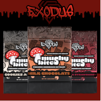 EXODUS Mushy Bites 750mg Mushroom Extract Chocolate Square – Display of 30