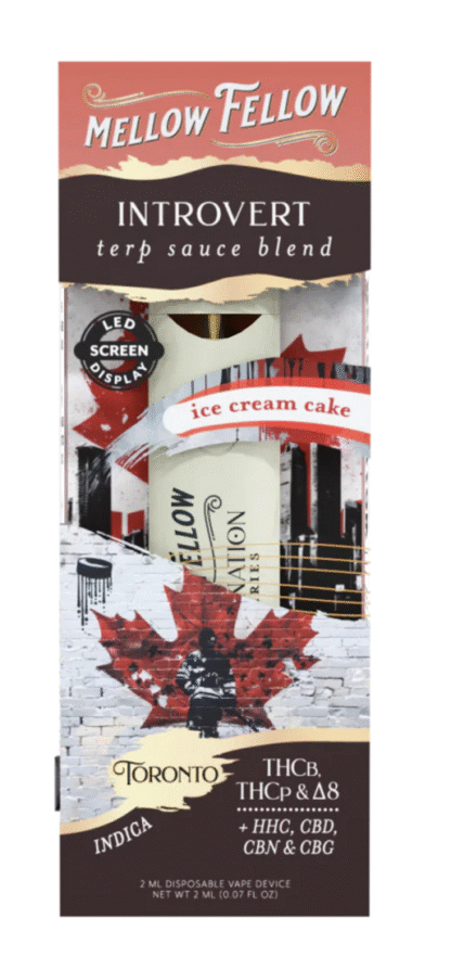 Mellow Fellow 2ML Terp Sauce Blend Introvert Ice Cream Cake Disposables – Display of 6