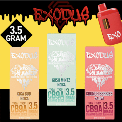 Exodus Diamond Sauce THC-A 3.5G Disposable – Display of 6