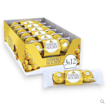 FERRERO ROCHER - GROCERY - CANDY - 1.3OZ/CT - 3CT/PK - 12PK/BX - FINE HAZELNUT