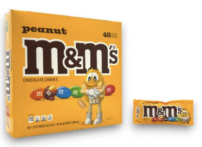 M&M Grocery Candy – Peanut Chocolate Candies – 1.74oz Pack – 48 Pack Box
