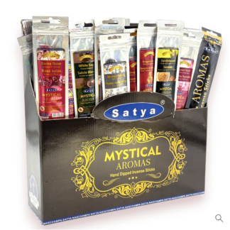 DISPLAY - FRAGRANCE - INCENSE - SATYA - MYSTICAL AROMAS - 11"/CT - 12CT/PK - 72PK/BX - ASSORTED FRAGRANCE - SMALL