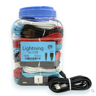 NBC - PHONE ACC - CABLE - USB TO IP - 10' - 50CT/JR - ASSORTED COLOR