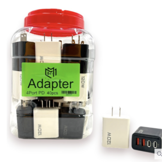 PHONE ACC - HOME ADAPTER - 2 USB + 2 TYPE C - 120W - 40CT/JR
