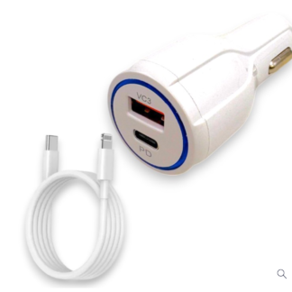 NBC - PHONE ACC - IP TO TYPE C CABLE+15W USB TO TYPE C CAR ADAPTER - 1CT - WHITE BOX - MW8187