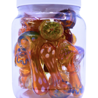 Premium Gold Fumed Handpipe – Mix Design – 3.5" – Jar of 16