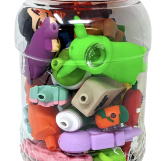Assorted Designs Silicone Hand Pipes – 20ct Jar