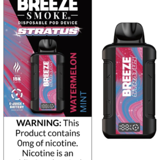 BREEZE SMOKE STRATUS (ZERO NICOTINE) 15,000 PUFFS DISPOSABLE VAPE - DISPLAY OF 5