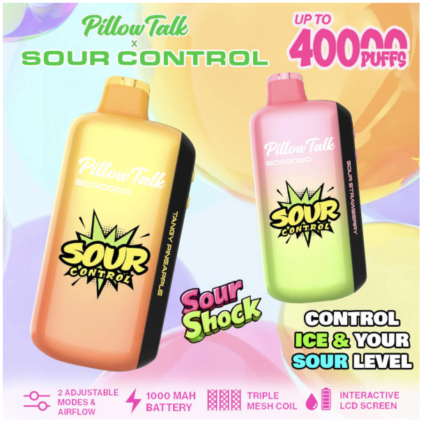 PILLOW TALK SC40000 (SOUR CONTROL) 40,000 PUFFS DISPOSABLE VAPE - DISPLAY OF 5