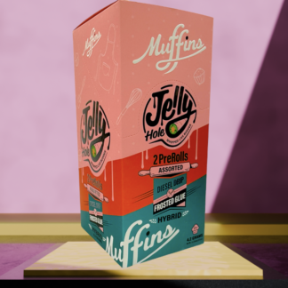 MUFFINS EXOTIC THC-A JELLY HOLE WHIPPED LIVE BUDDER 4.2G 2-PACK PRE ROLLS - DISPLAY OF 5